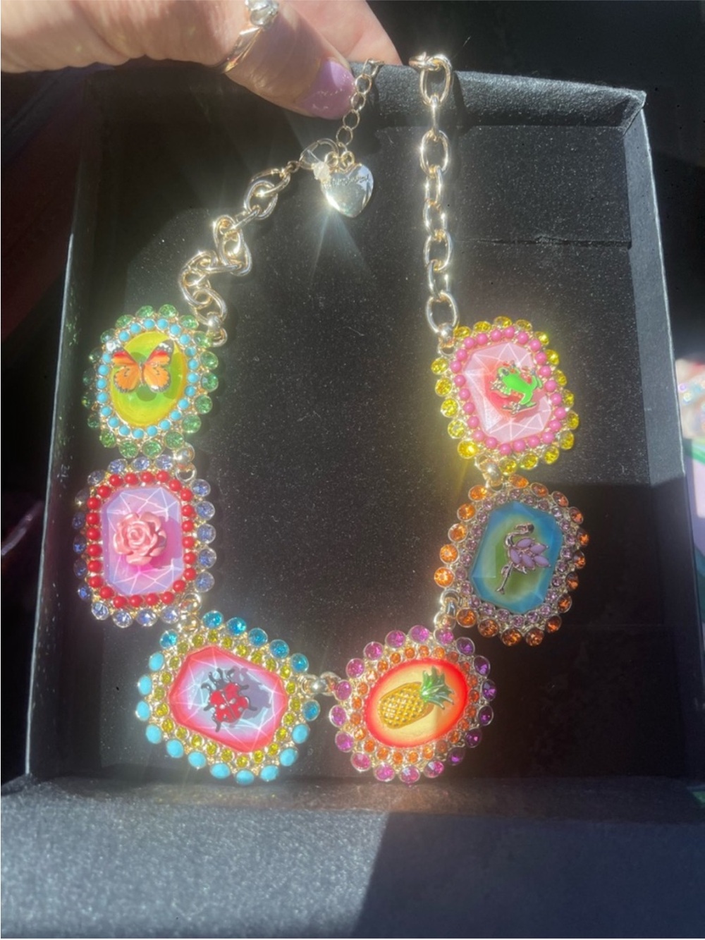 Betsey Johnson Multicolor Fruit & Floral Statement Necklace WOW Dolche style